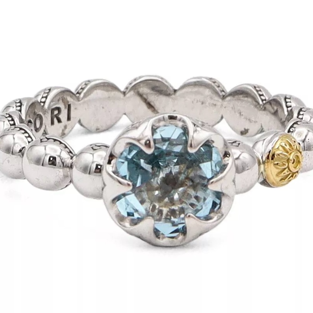 Tacori blue topaz ring in silver with 18k size 6.75-7